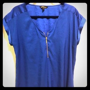 Zip Front Satin Gramercy Tee